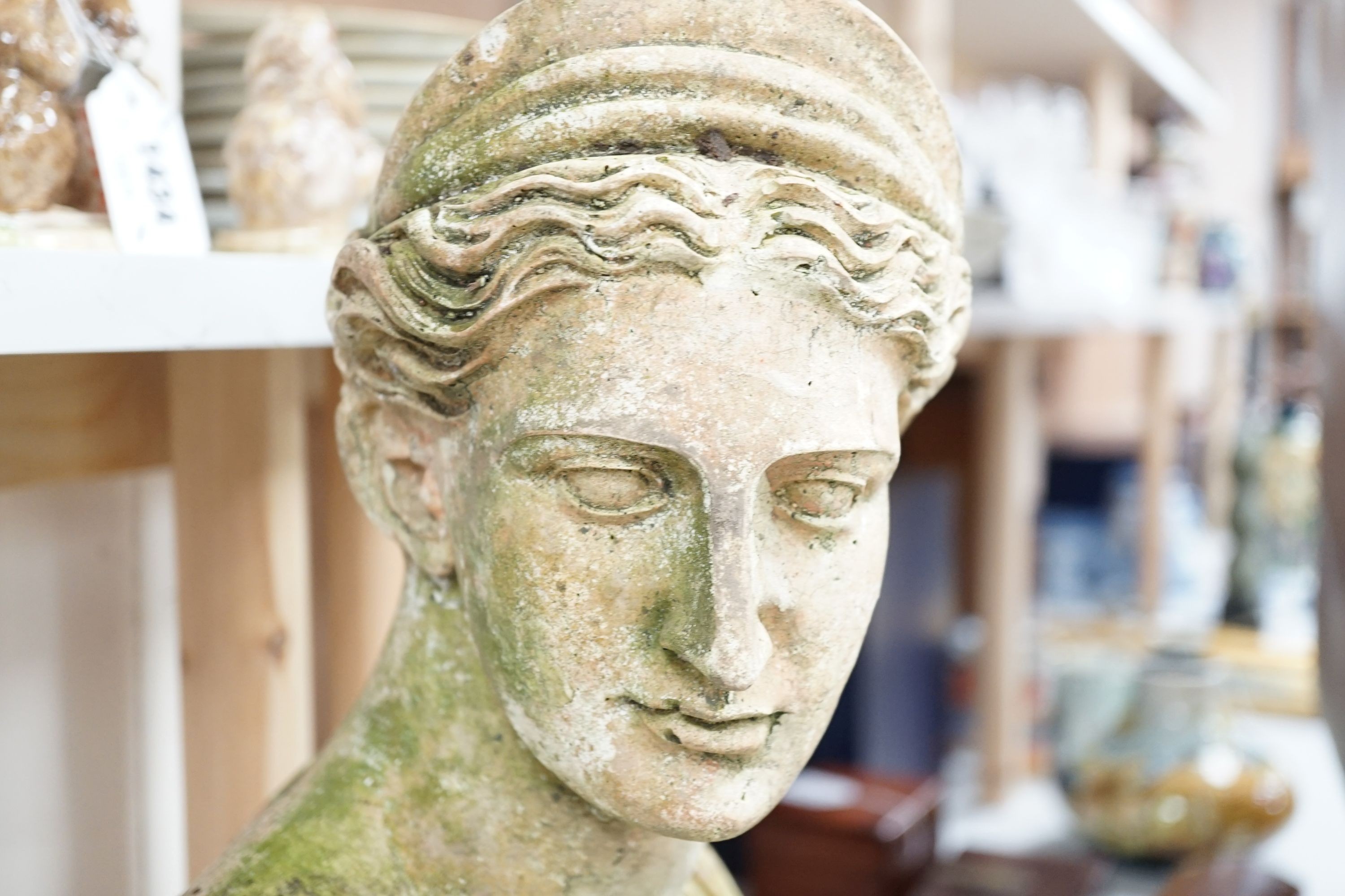 A composition stone portrait bust, Diana, 53cm.